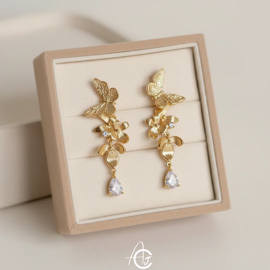 Butterfly and Flower Earrings