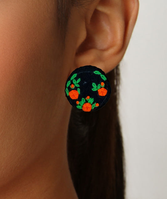 Shashi Embroidered Fabric Earrings : Handmade