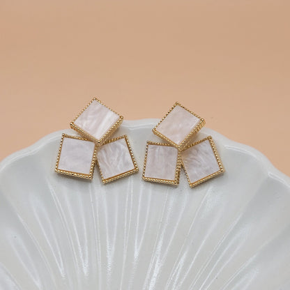 Shell Triangle Earrings Gold Tone