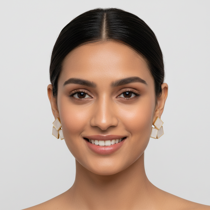 Shell Triangle Earrings Gold Tone