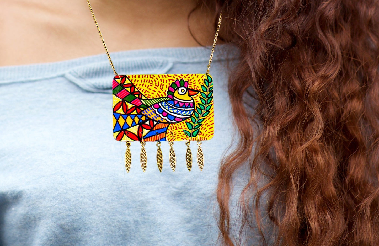 Statement Necklace, Handpainted : Handmade