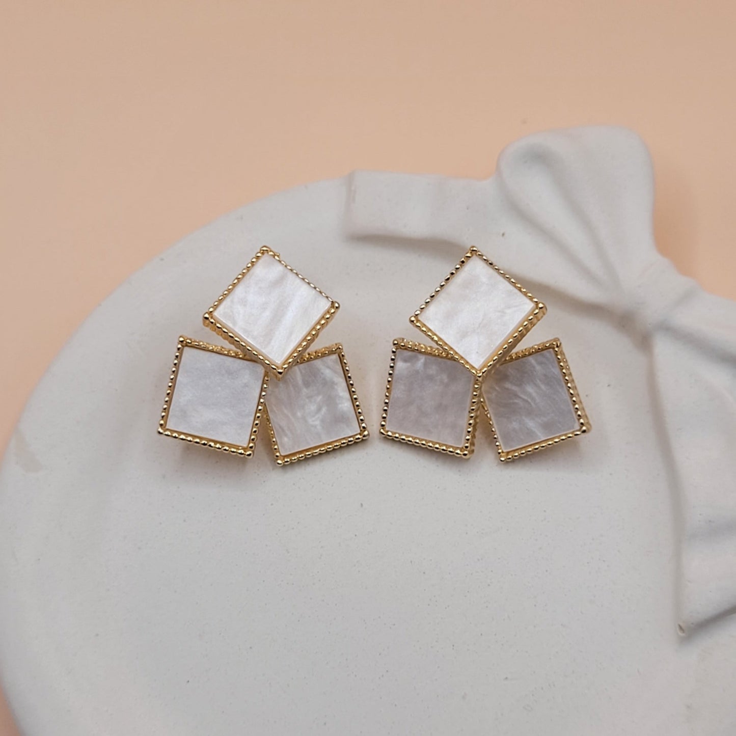 Shell Triangle Earrings Gold Tone