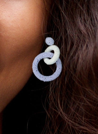 Roundelle Embroidered Earrings : Handmade