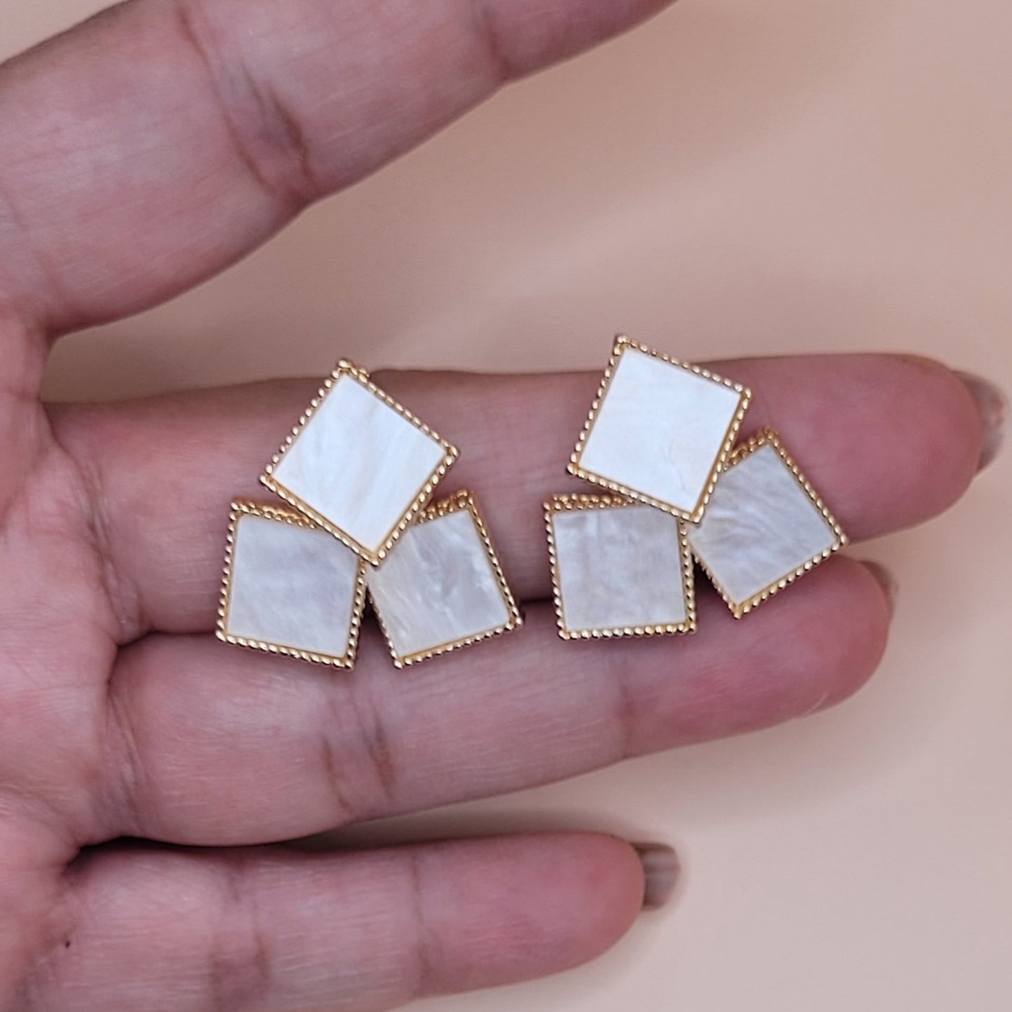 Shell Triangle Earrings Gold Tone