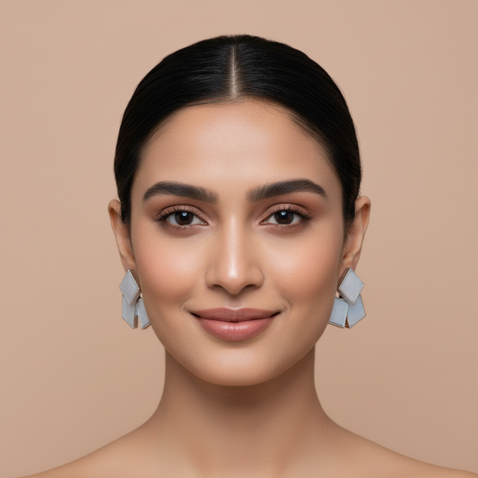 Shell Triangle Earrings Silver Tone