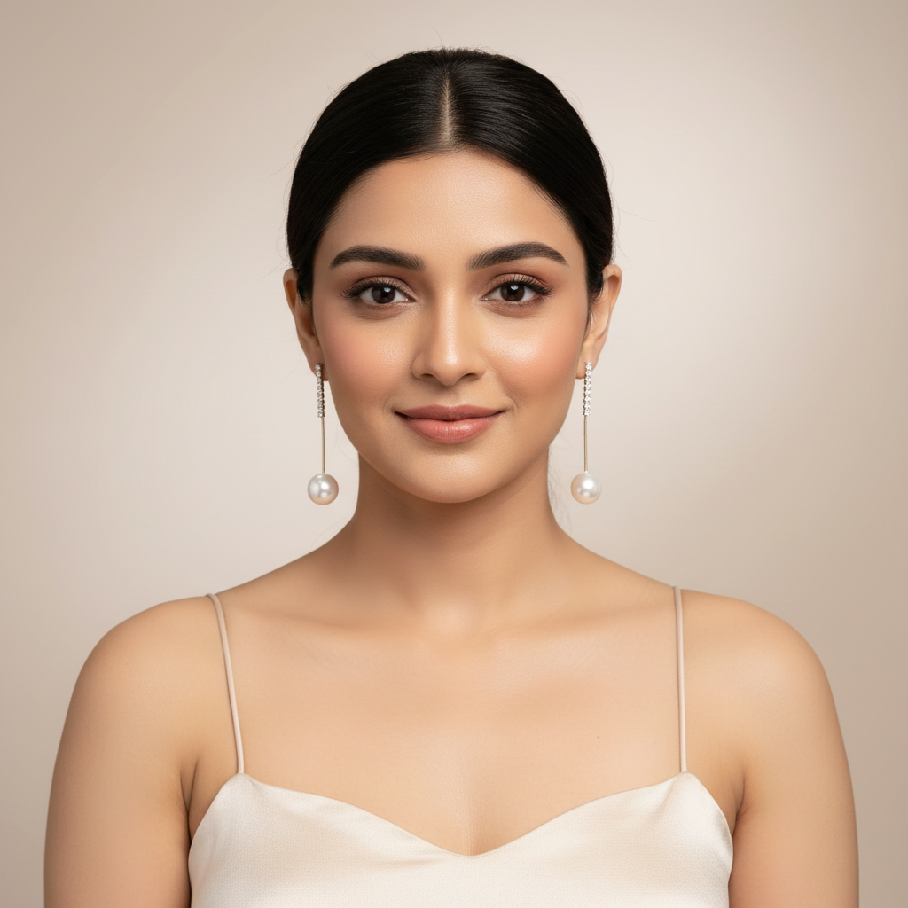 Pearl Chain Bling Earrings