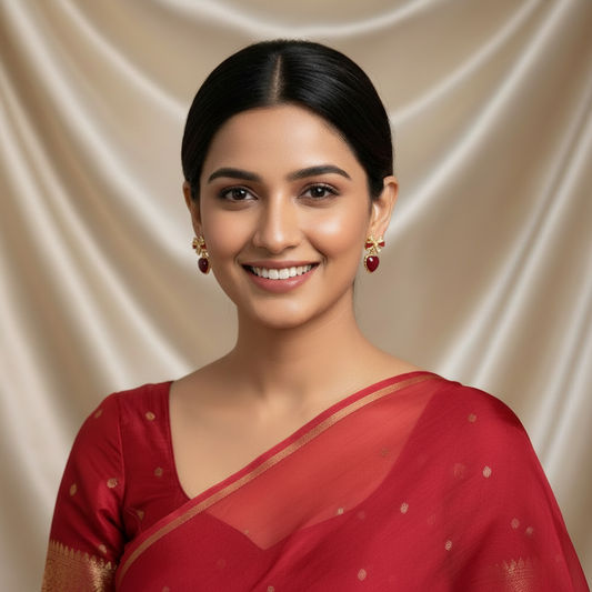 Bling Bow Maroon Earrings