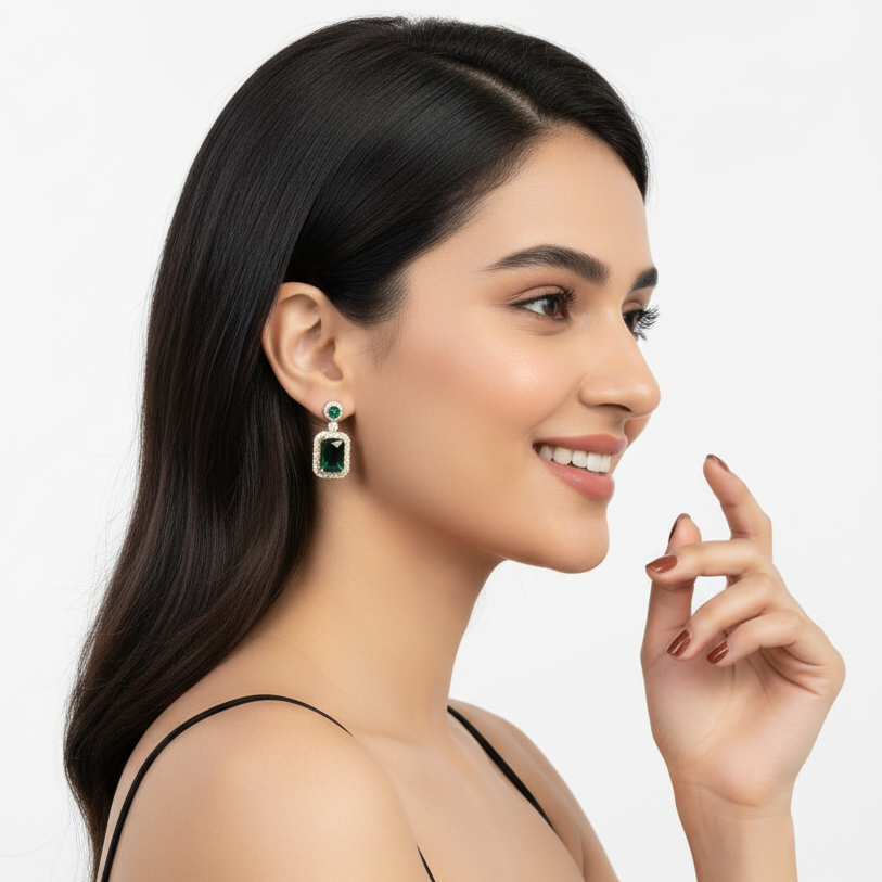 Green Statement Earrings