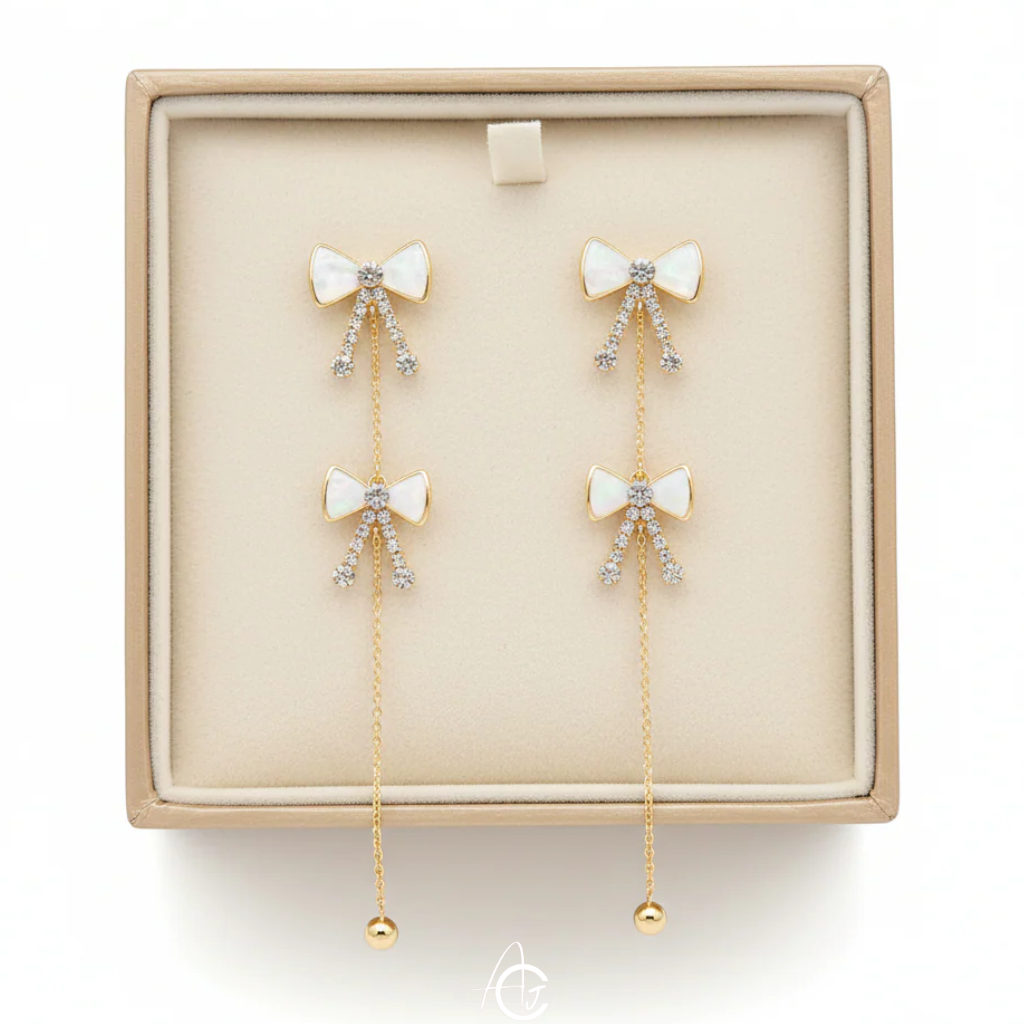 Bow Drop Bling Earrings