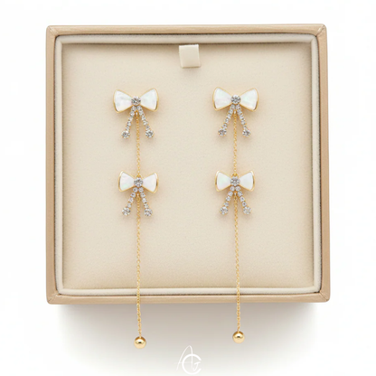 Bow Drop Bling Earrings