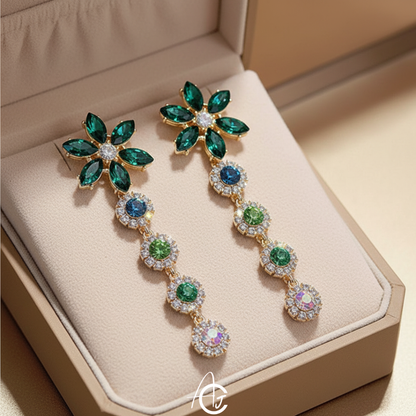 Crystal Flower Statement Earrings
