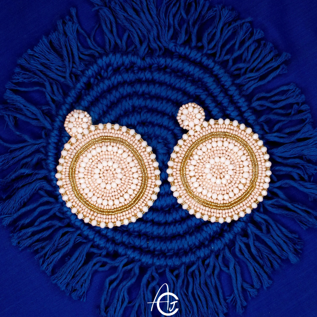 Beads Embroidered Earrings : Handmade