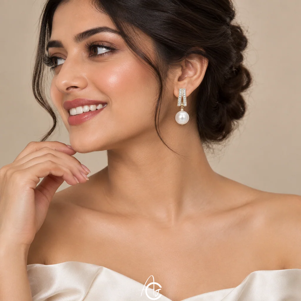 Drop And Pearl Earrings