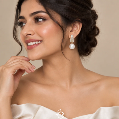 Drop And Pearl Earrings