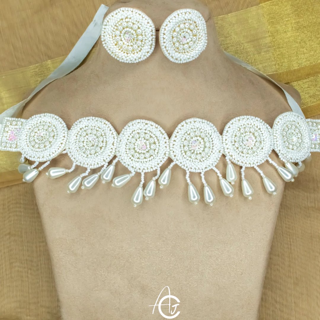 Beads Embroidered Necklace Set  : Handmade