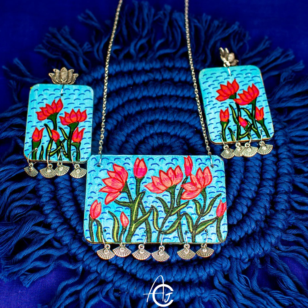 Statement Necklace Set, Handpainted : Handmade
