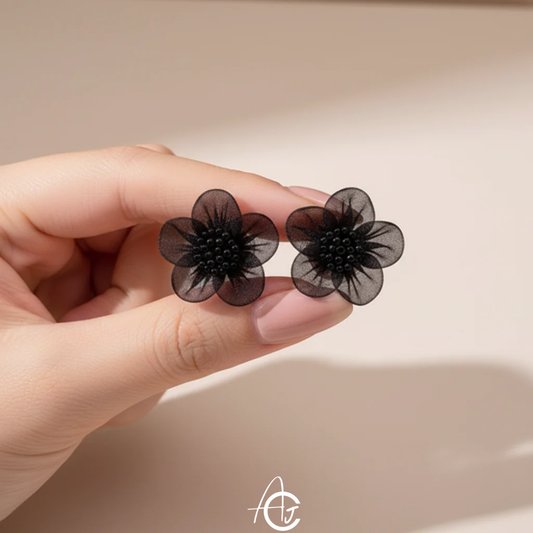Flower Earrings Black