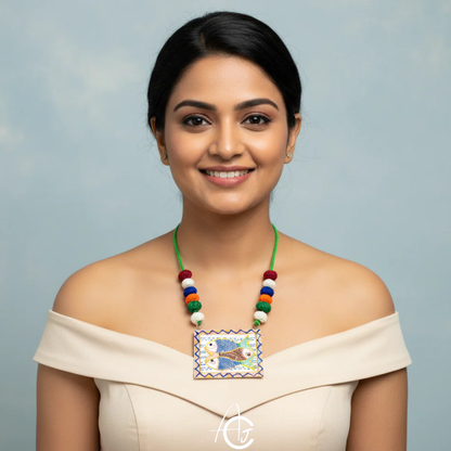 Statement Necklace, Handpainted : Handmade