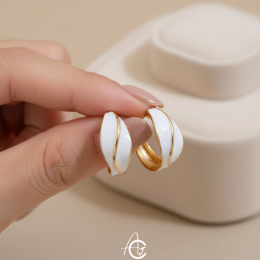 White Hoop Earrings