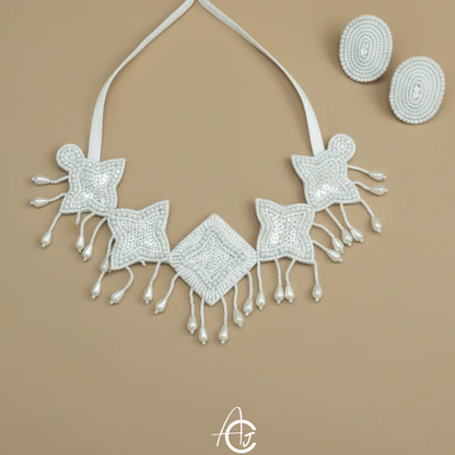 Beads Embroidered Necklace Set : Handmade