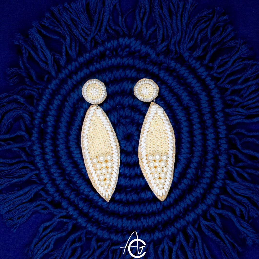 Beads Embroidered Earrings : Handmade
