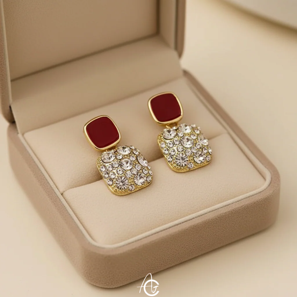 Bling Statement Red Earrings