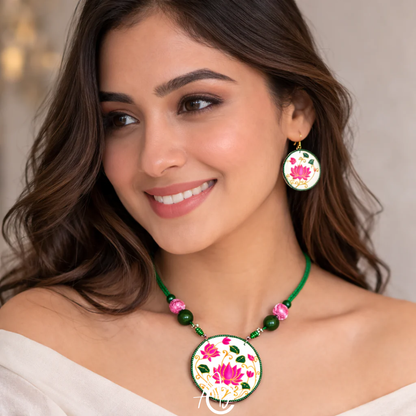 Statement Necklace set, Handpainted : Handmade