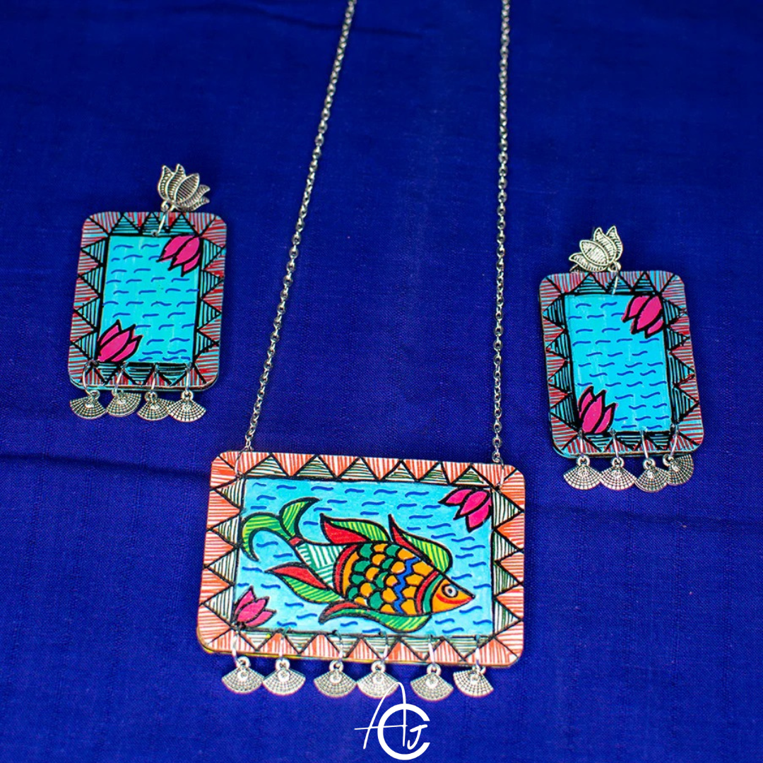 Statement Necklace Set, Handpainted : Handmade