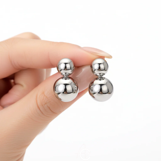 Silver Pearl Big Statement Earrings