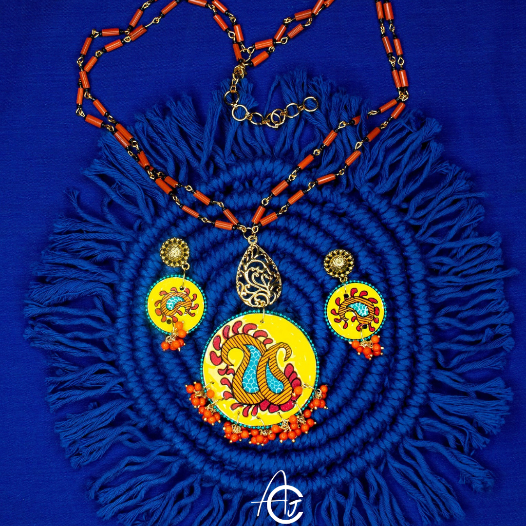 Statement Necklace Set, Handpainted  : Handmade