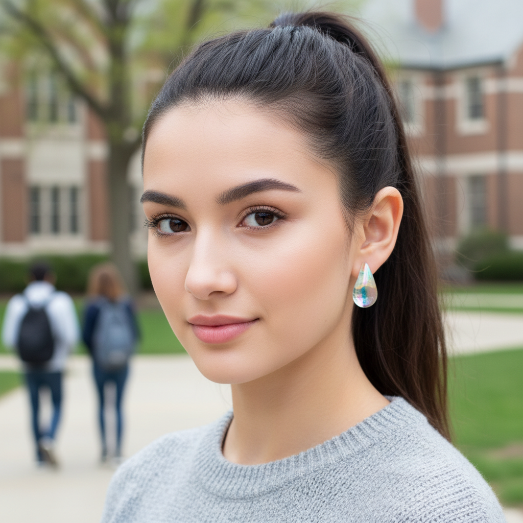 Tear Drop Rainbow Stud Earrings