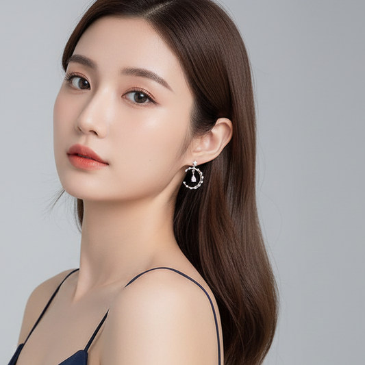 Bling Semicircle Drop Earrings