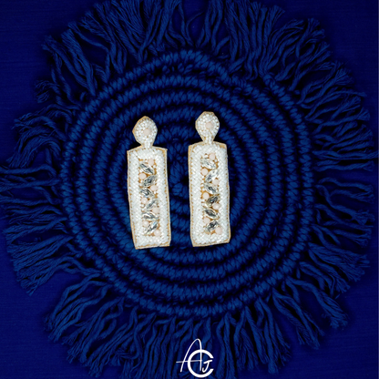 Beads Embroidered Earrings : Handmade