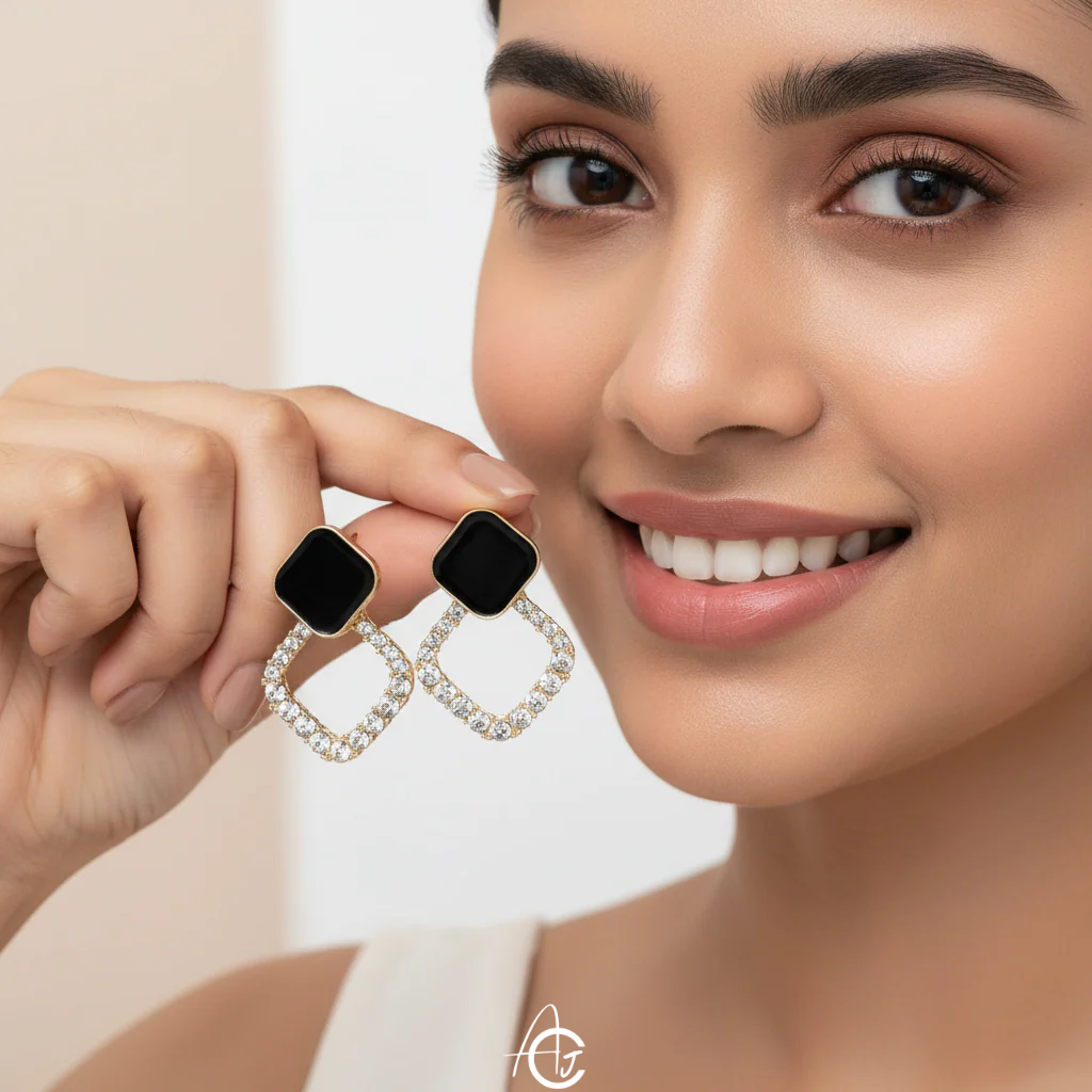 Bling Square Drop Earrings