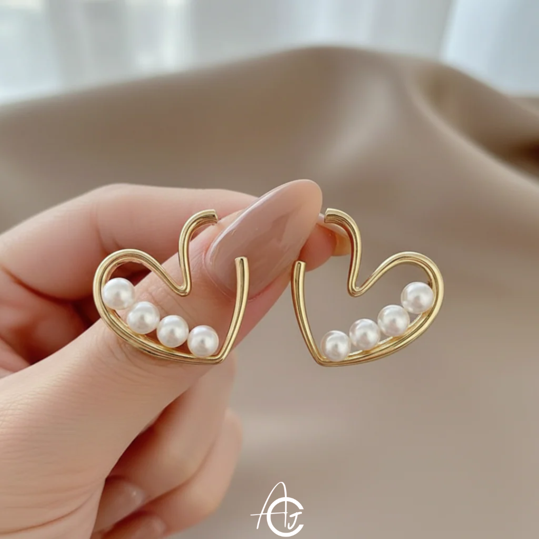 Pearl Heart Earrings