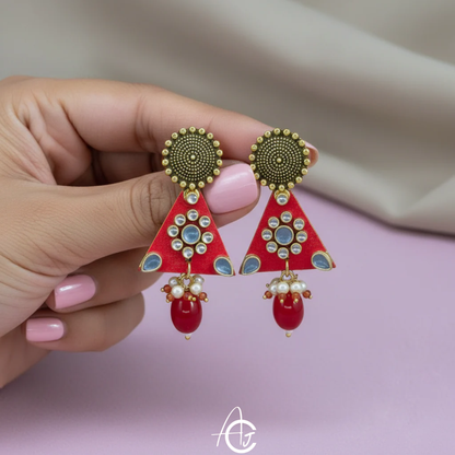 Statement Earrings, Handpainted : Handmade