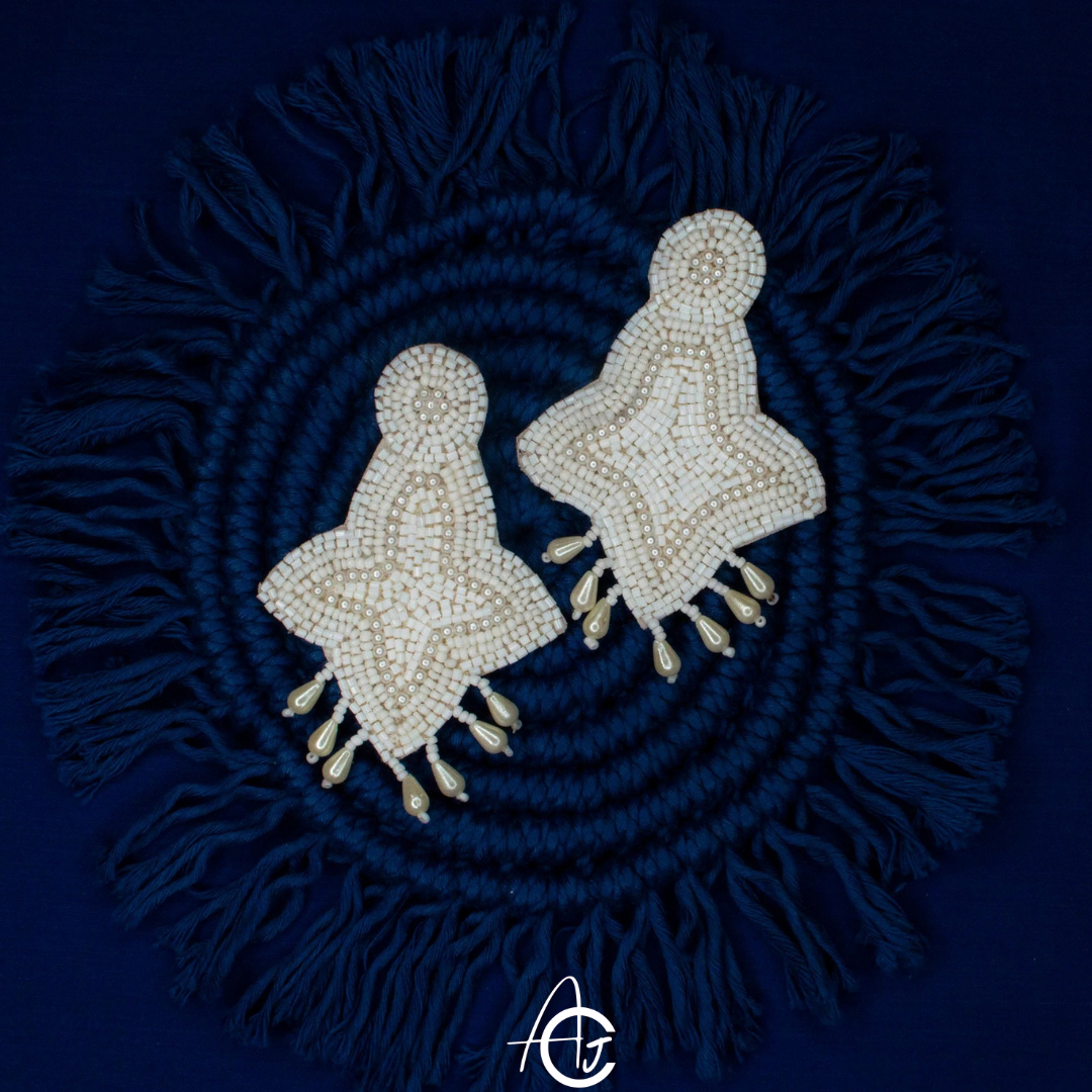 Embroidered Beads Earrings : Handmade