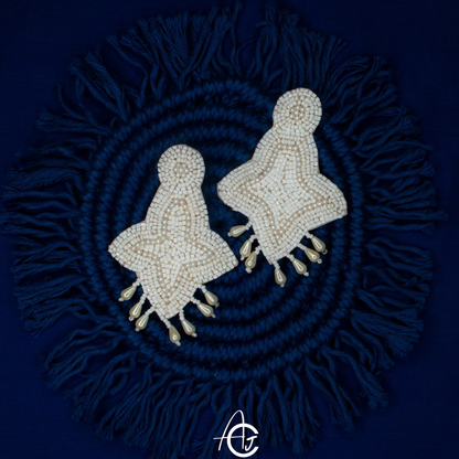 Embroidered Beads Earrings : Handmade