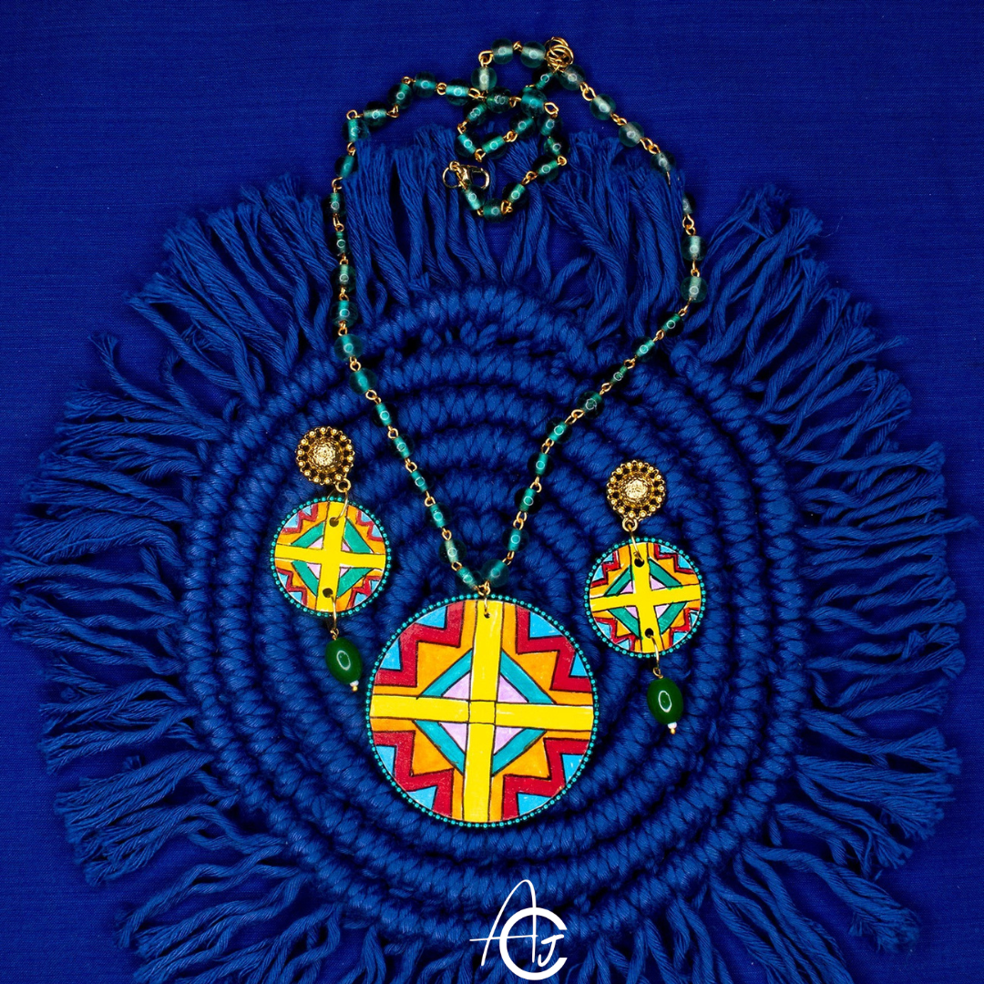 Statement Necklace Set, Handpainted : Handmade
