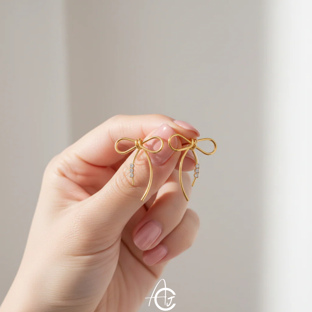 Golden Big Bow Earrings