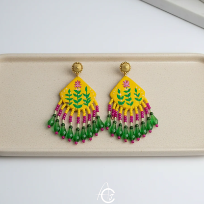 Handpainted Fabric Earrings  : Handmade