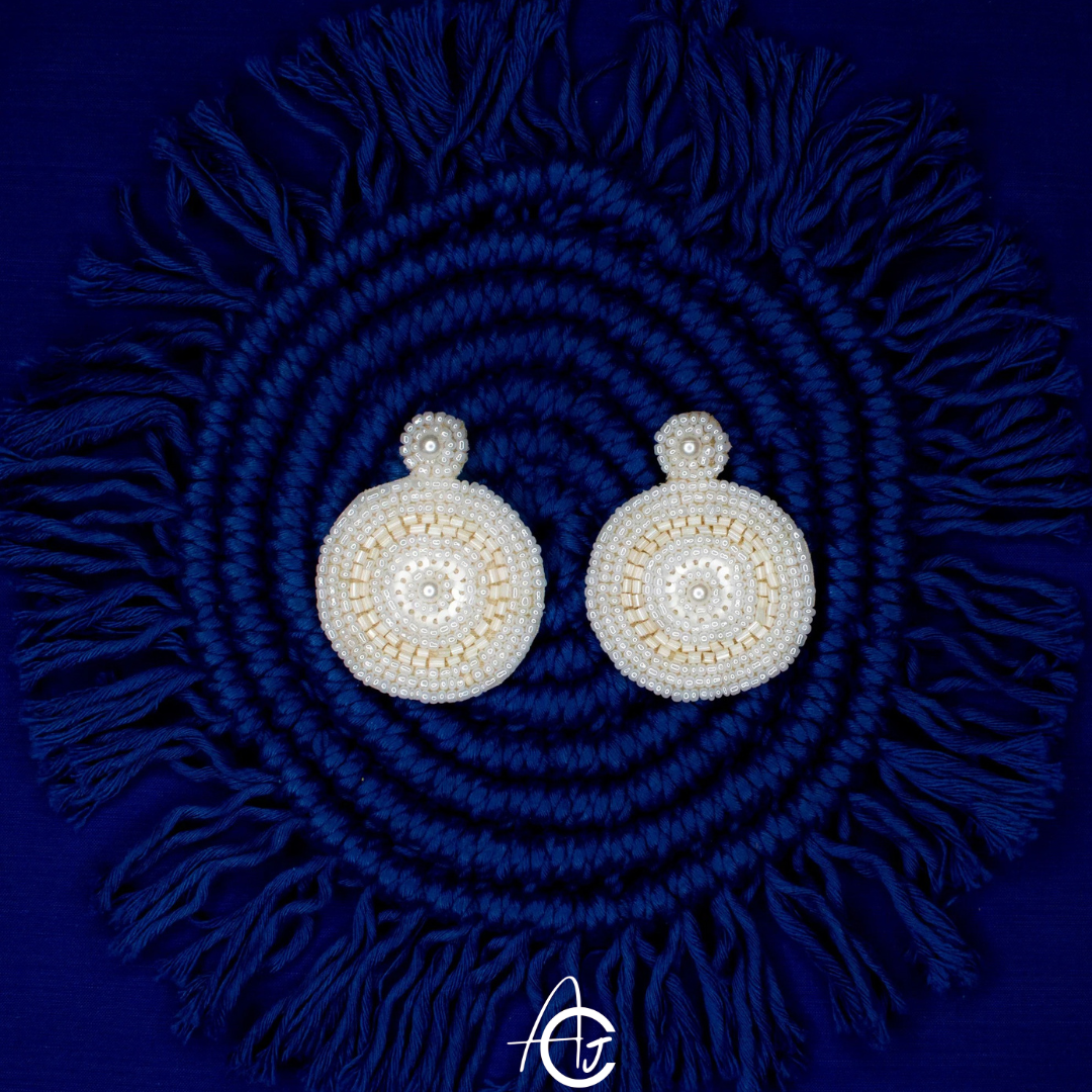 Beads Embroidered Earrings : Handmade