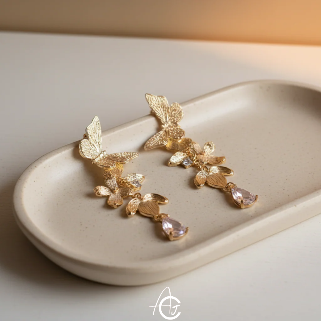 Butterfly and Flower Earrings