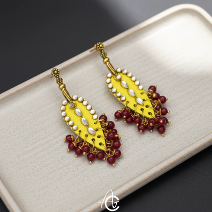 Statement Earrings, Handpainted : Handmade