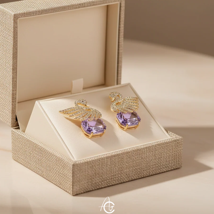 Bling Drop Purple Studs Earrings