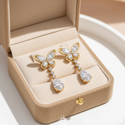 Butterfly Drop Bling Earrings