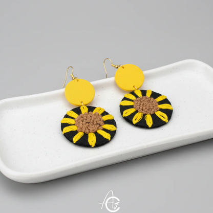 Embroidered Fabric Earrings : Handmade