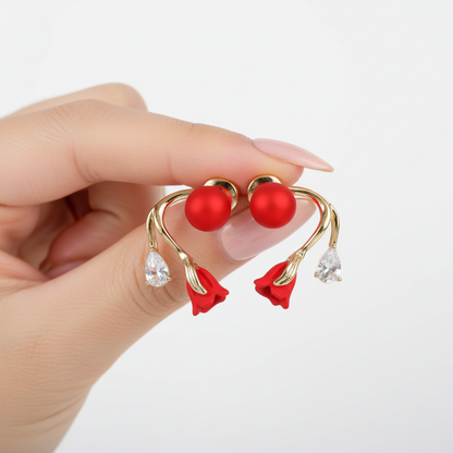 Pearl And Flower Earrings