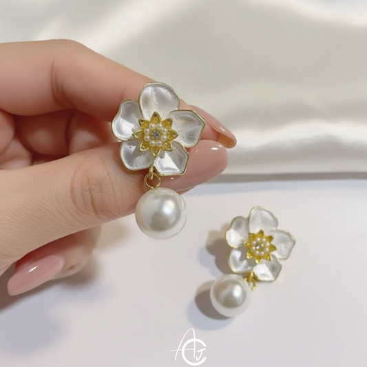 Pearl and Flower Earrings