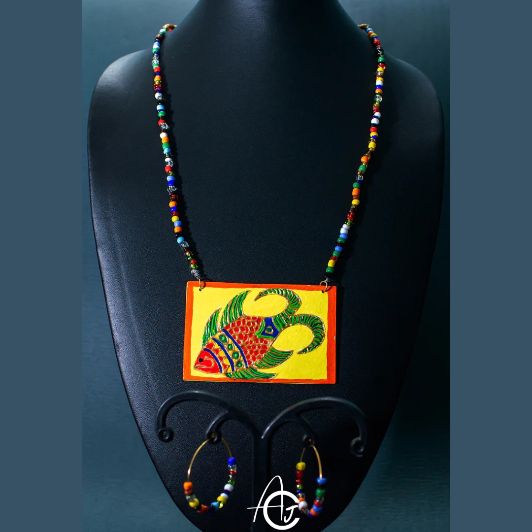 Statement necklace set, Handpainted : Handmade